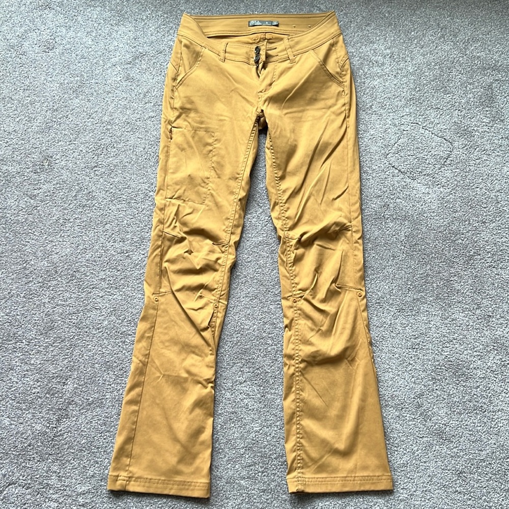 Prana Halle Pant Low Rise Stretch Zion Mustard Yellow